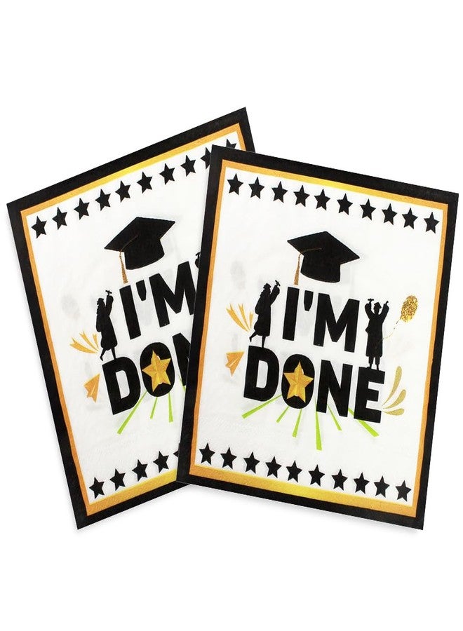 Ipalmay I’m Done Paper Napkins - 40pcs Disposable Graduation Party Napkins, Luncheon Dinner Napkins 6.5x6.5in for Middle School High School College Graduation Celebration Events - Image 1